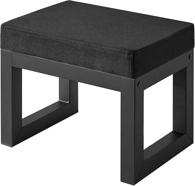 IBUYKE 16 Inch Small Foot Stool Ottoman, Rectangle Linen Foot Rest by IBUYKE