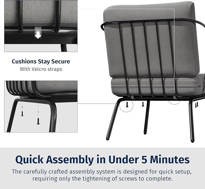 East Oak 3-Piece Plaza Patio Furniture Set, Outdoor Furniture - Image 7