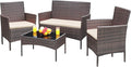 Greesum Patio Furniture 4 Pieces Conversation Sets Outdoor Wicker Rattan Chairs by BuynowfromGreesum