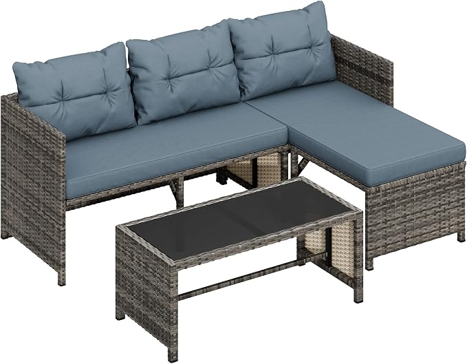 Shintenchi 3-Piece Outdoor Patio Furniture Sets, Wicker Patio Conversation Sets - Image 8