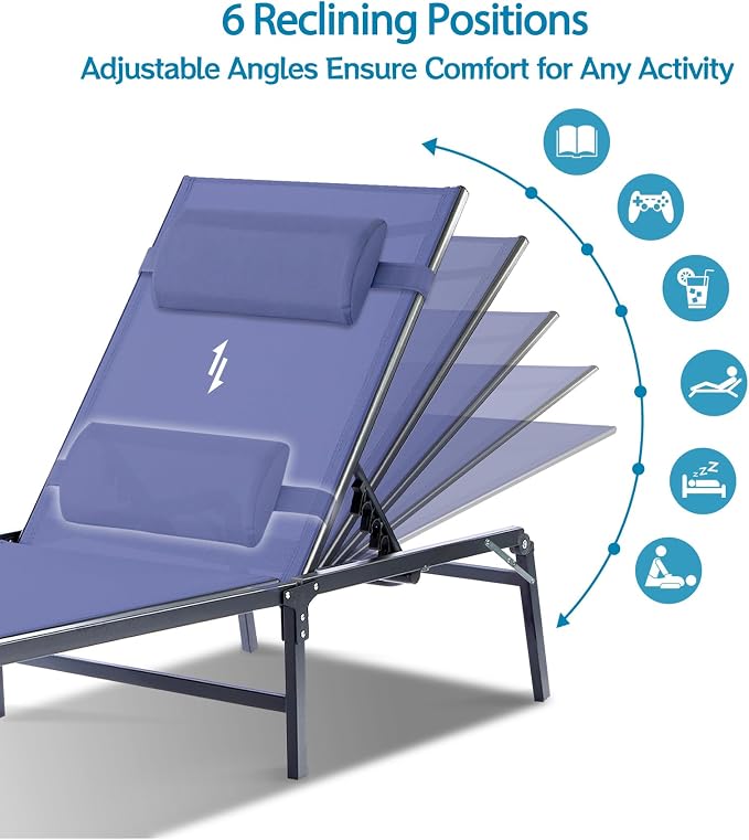 4 Pack Foldable Chaise Lounge Chair - Image 4