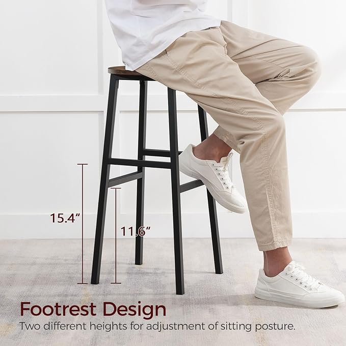 Bar Stools, 28 Inch Kitchen Breakfast Bar Chairs, Industrial Bar Stools - Image 5
