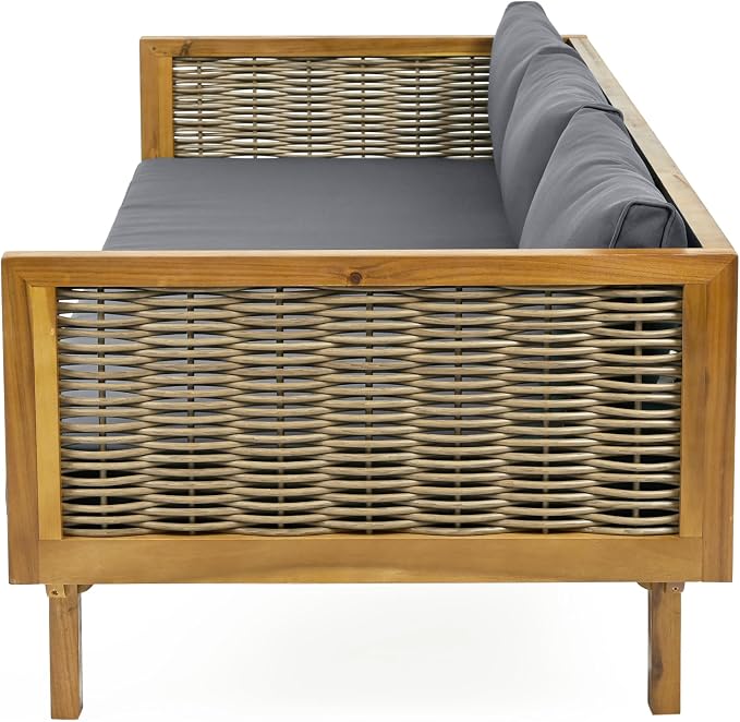 Merax 67.5" Outdoor Patio Daybed 3 Seater Sofa Bed, Acacia Wood Frame - Image 5