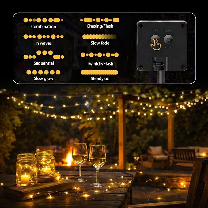 4-Pack Solar Fairy Lights Outdoor, 800 LEDs 264FT Extra-Long Solar String Lights - Image 5