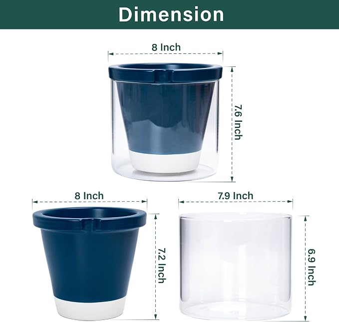 D'vine Dev 8 Inch Design Self Watering Planter - Image 2