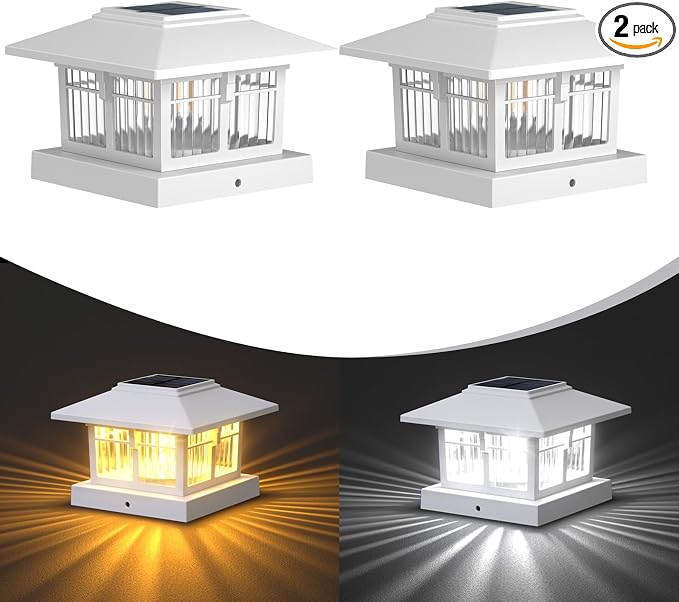 EXCMARK 2 Pack 4x4 Solar Post Cap Lights Fence Deck Post Lights Outdoor Solar by ExcMark