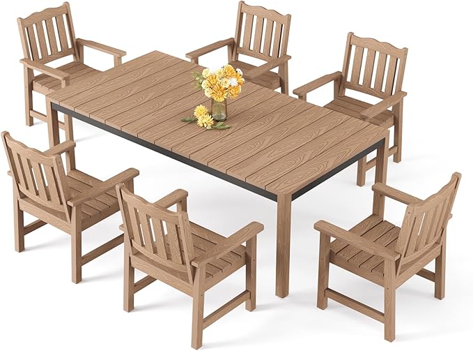 Stoog 7-Piece All-Weather Patio Dining Set, HIPS & Aluminum Outdoor Table by Stoog