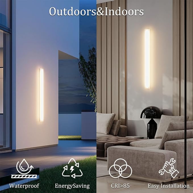 2 Pack 39.4In Long Outdoor Wall Light, Modern Outdoor Wall Sconces IP65 - Image 4