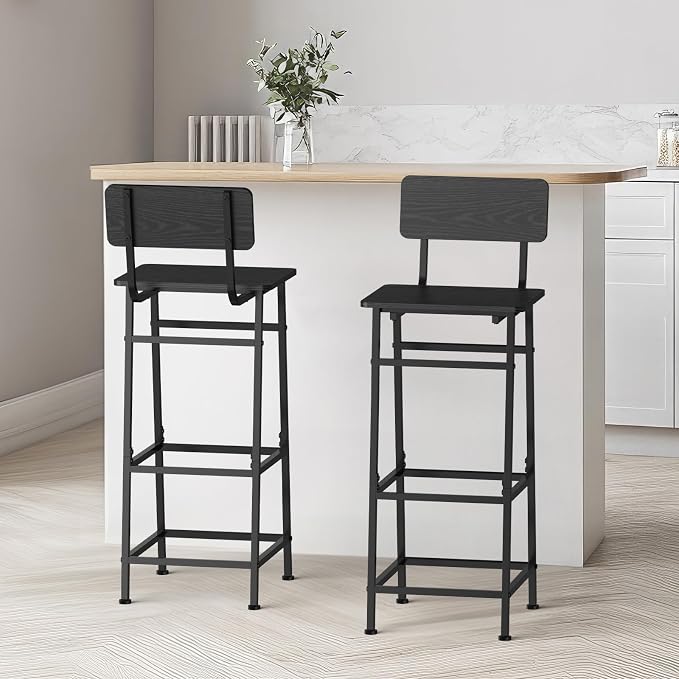 LIANTRAL Set of 2 Bar Stools, Counter Height Bar Stools - Image 8