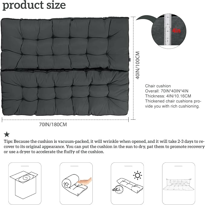 Outside Benches Cushion with Backrest, Thicken Waterproof Swing Cushions 2/3 - Image 5
