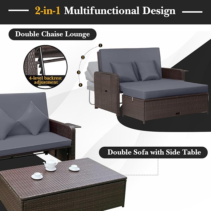 Tangkula Patio Rattan Daybed - Image 9