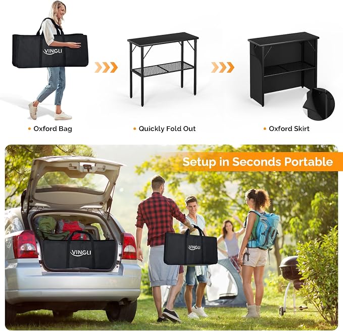 VINGLI 39" Commercial Grade Portable Bar Table - Image 4