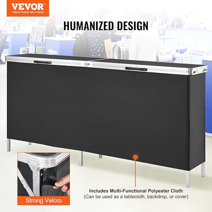VEVOR Extra Long Folding Portable Bar Tradeshow Podium Table - Image 4