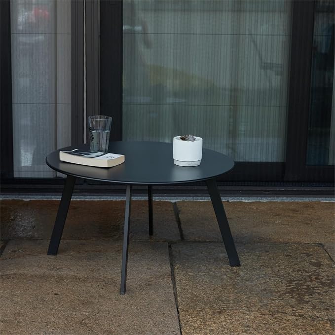 Outdoor Side Table, Outdoor/Indoor Metal Steel Patio Coffee Table, Round - Image 4