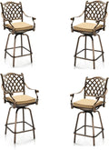 Outvita Outdoor Patio Swivel Bar Stools Set of 4, All-Weather Cast Aluminum Bar by Outvita