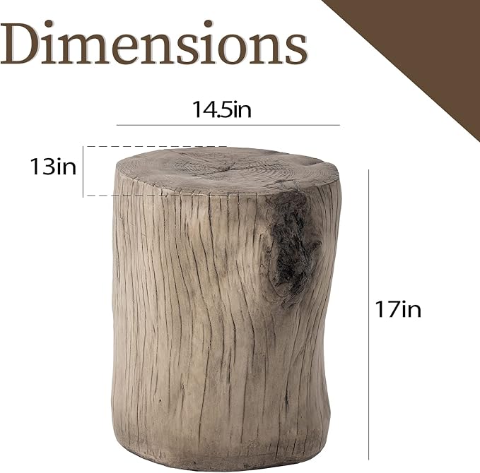 COSIEST 2 Pieses Outdoor Side Table, Hand-Painted Wood Stump Side Table Set of 2 - Image 3