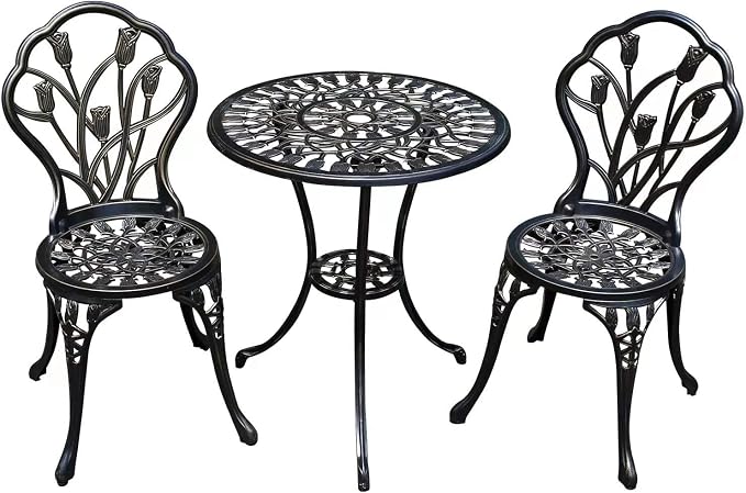 JARDIN DE CENTENNIAL Patio Bistro Set.Rust-Resistant Cast Aluminum Bistro Table by JARDINDECENTENNIAL