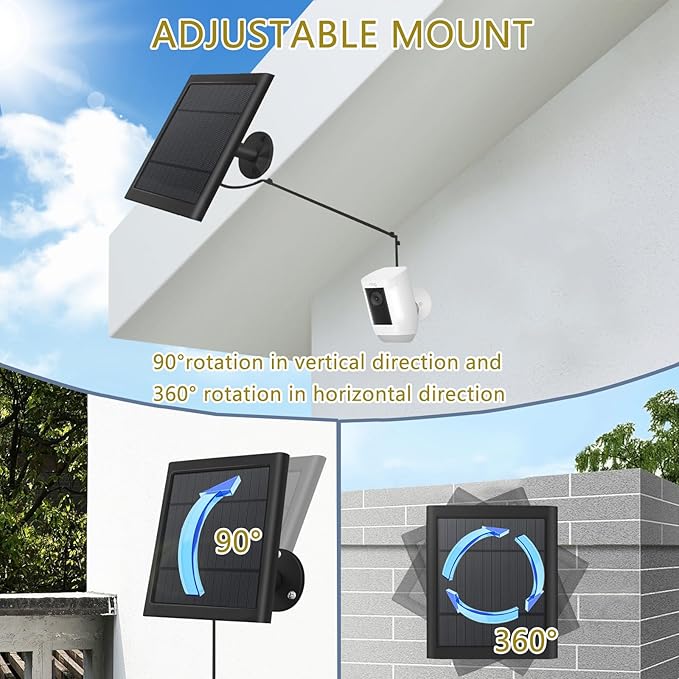 2 Pack - Solar Panel for Ring Security Camera Spotlight Cam Plus/Pro Stick Up - Image 5