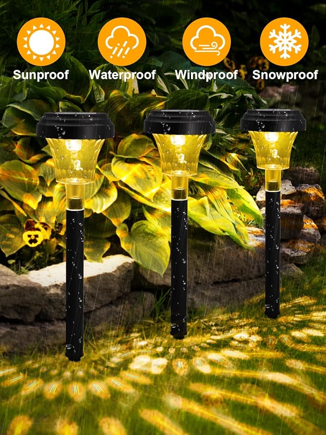 ROOR Ultra Bright Solar Lights 8 Pack, Outdoor Solar Yard Pathway Lights - Image 3