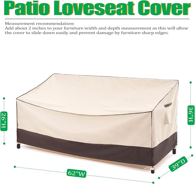 F&J Outdoors Waterproof UV Resistant Heavy Duty 2 Seater Deep Patio Loveseat - Image 2