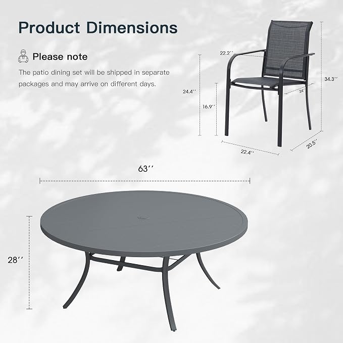 VICLLAX 11 Pieces Patio Outdoor Dining Set, Dark Grey/Grey - Image 2