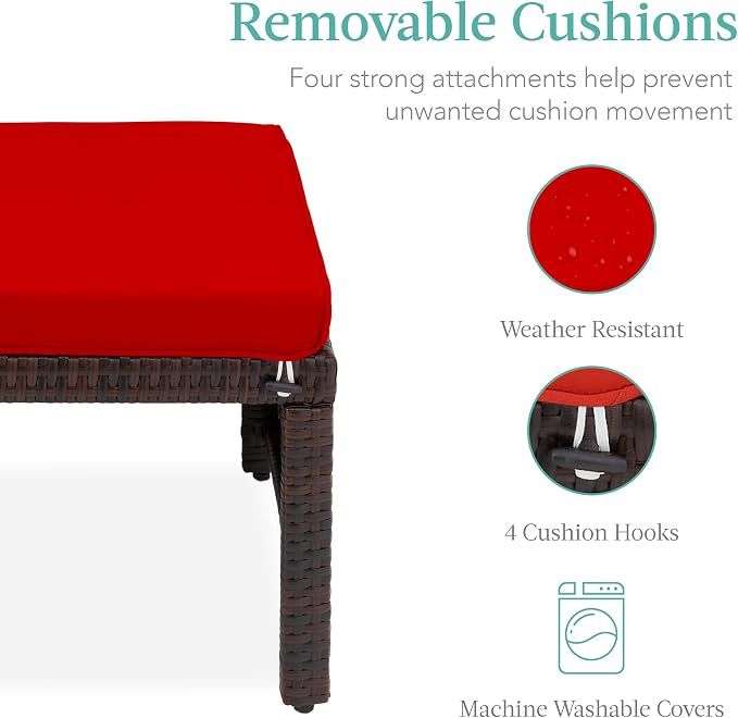Best Choice Products Set of 2 Wicker Ottomans, Additional Seating, Side Table - Image 6