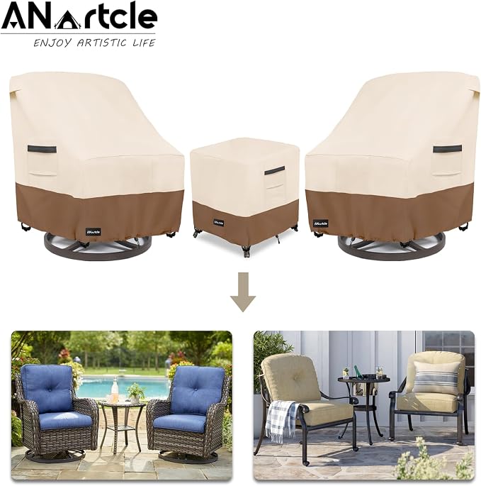 3 Pieces Patio Bistro Sets Cover, 600D Waterproof Heavy Duty Patio Furniture - Image 4
