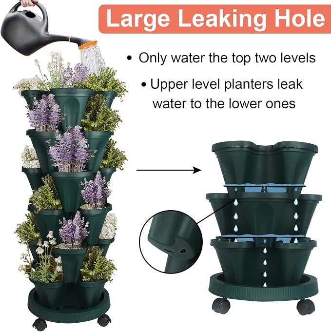 DUNCHATY Stackable Planter, Vertical Garden Planter - Image 4