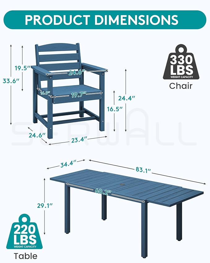 SERWALL Outdoor Expandable Dining Table 60" - Image 3