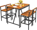Tangkula 5-Piece Outdoor Acacia Wood Bar Table Set, Bar Height Outdoor and by TANGKULA