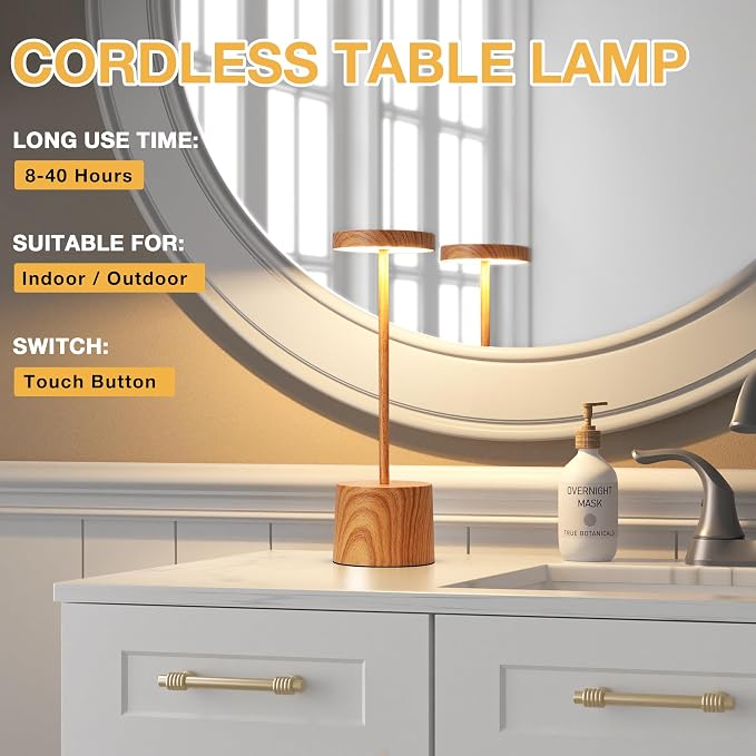 Kakanuo Wooden Rechargeable Cordless Lamp - Image 7