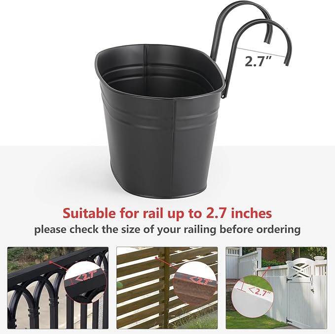 Dahey 10.5 Inch Metal Iron Hanging Flower Pots - Image 6