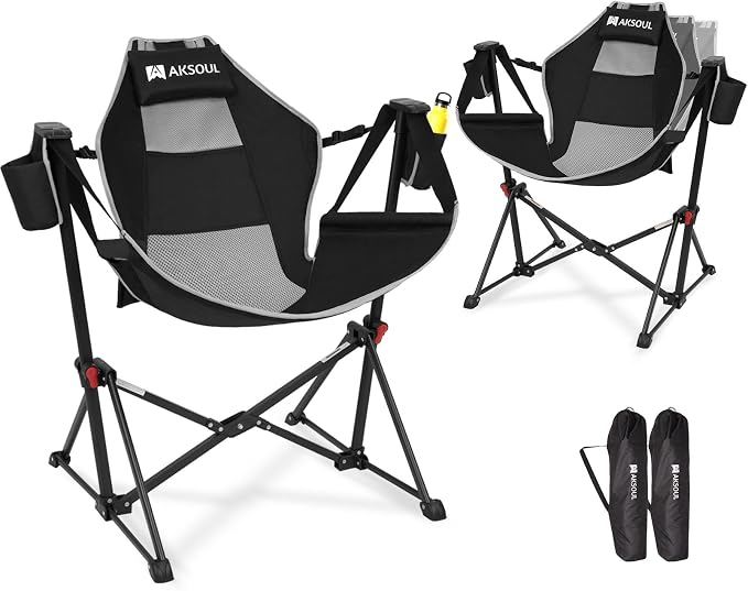 AKSOUL Hammock Camping Chair Swinging: Aluminum Alloy Adjustable Back Swinging by AKSOUL