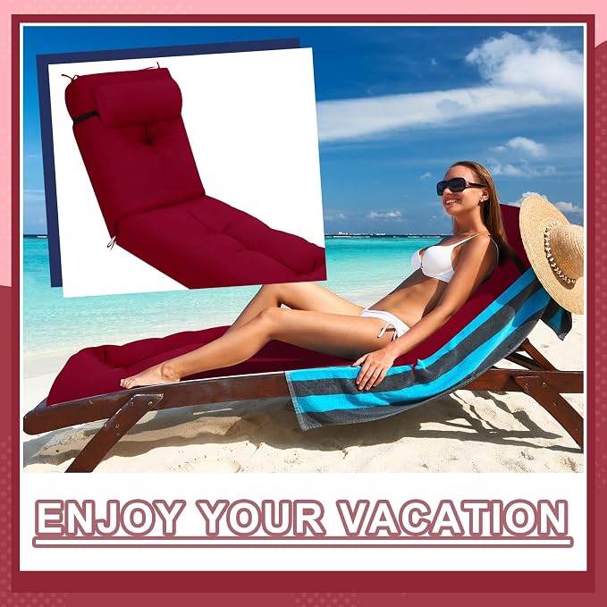 Wenqik Set of 2 Outdoor Chaise Lounge Cushions 76 x 22 x 6 Inch Waterproof - Image 8