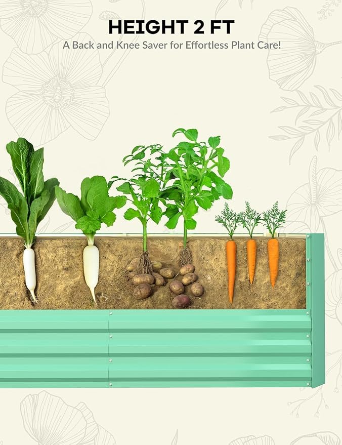 CABIHOME 2 Pcs 8x4x2 Ft Galvanized Raised Garden Bed, Deep Root Planter Box - Image 7