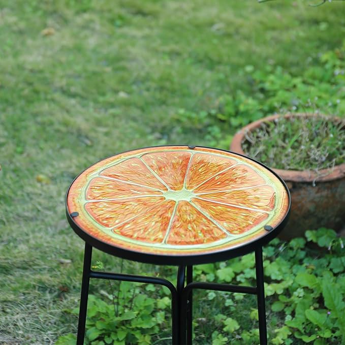 VCUTEKA Patio Side Table Outdoor Accent Table Bistro Coffee Tables Plant End - Image 2