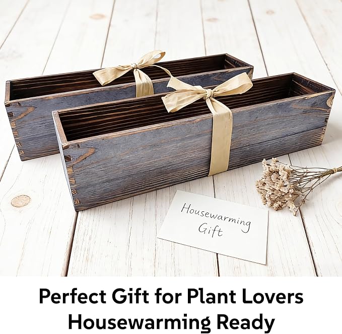 Wood Window Box Planter, Long Indoor Window Box - Image 7
