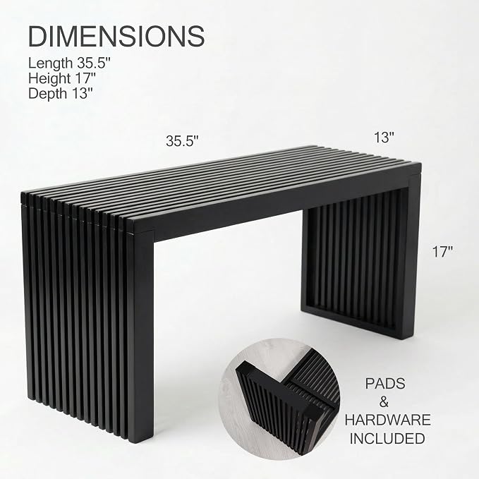 Bamboo Natural 36 inch Wooden Bench, Small Wood Benches - Image 3