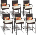 Sundale Outdoor Wicker Bar Stool Set of 6, Patio Counter Height Pub Chair by SundaleOutdoor