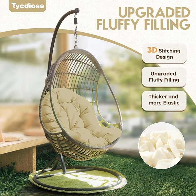 Egg Chair Cushion Replacement, Waterproof Outdoor Hanging Egg Swing Chair - Image 6