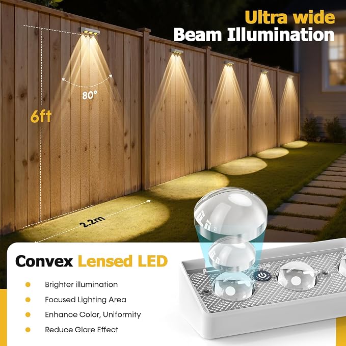 NIORSUN Solar Fence Lights, 12 Pack Solars Deck Light, RGB Color, Outdoor Bulb - Image 8