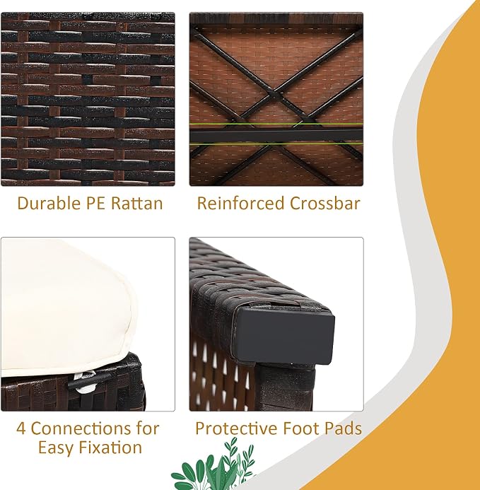 Tangkula 2 Pieces Patio Rattan Ottomans, All Weather Outdoor Footstool Footrest - Image 6