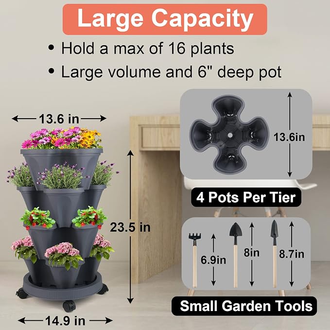 DUNCHATY Stackable Planter, Vertical Garden Planter - Image 3