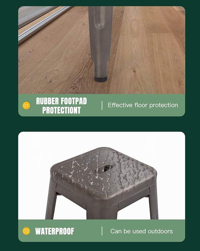 FDW Metal Bar Stools Set of 4 Counter Height Bar Stools 24 Inches Industrial - Image 6