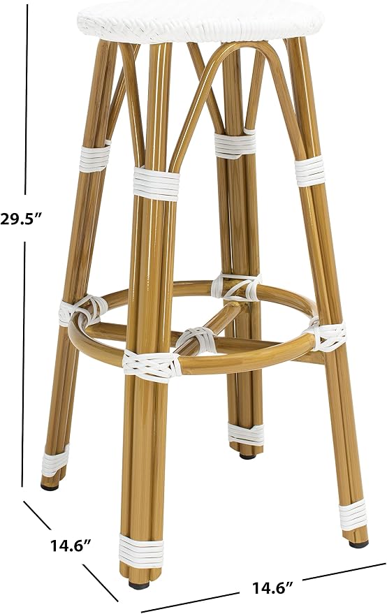 Safavieh PAT4018C Outdoor Collection Kelsey White 30-inch Bar Stool - Image 11