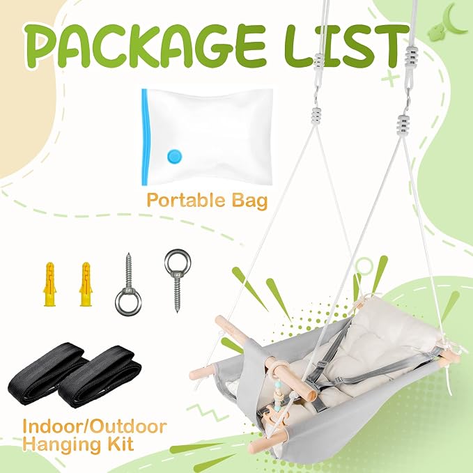 Baby Swing Indoor and Outdoor, Canvas Hammock Swing - Image 4