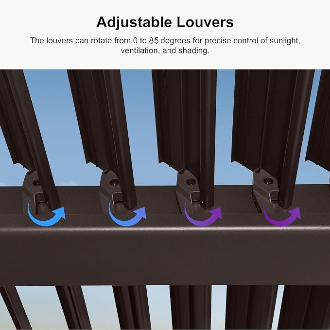 PURPLE LEAF 11' x 18' Outdoor Louvered Pergola Aluminum Pergola - Image 9