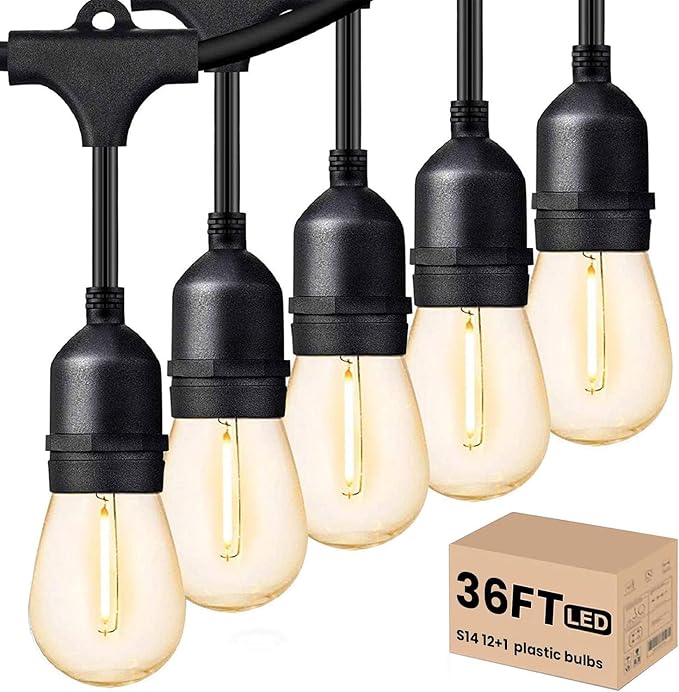 Svater Outdoor Led String Lights 36 FT, Patio Lights by Svater