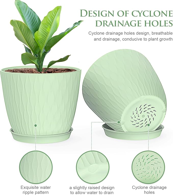 6 inch Flower Pots, 5 Pack Plant Pots - Image 3