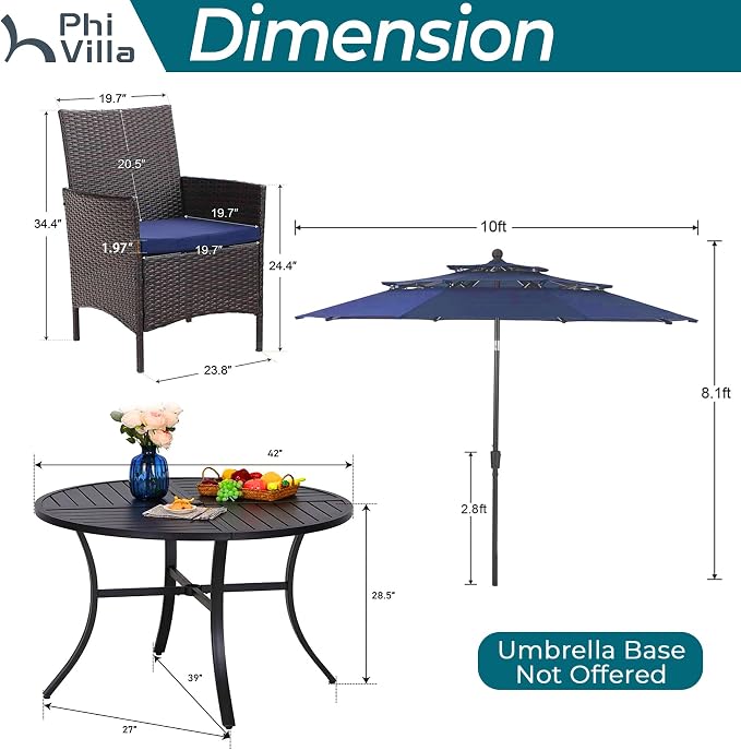 PHI VILLA 5 Piece Outdoor Dining Set - Image 9